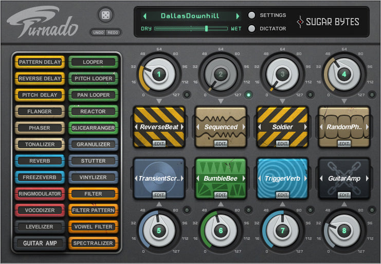 Turnado is a revolutionary multi-effect tool, crafted especially for massive real-time audio manipulation.