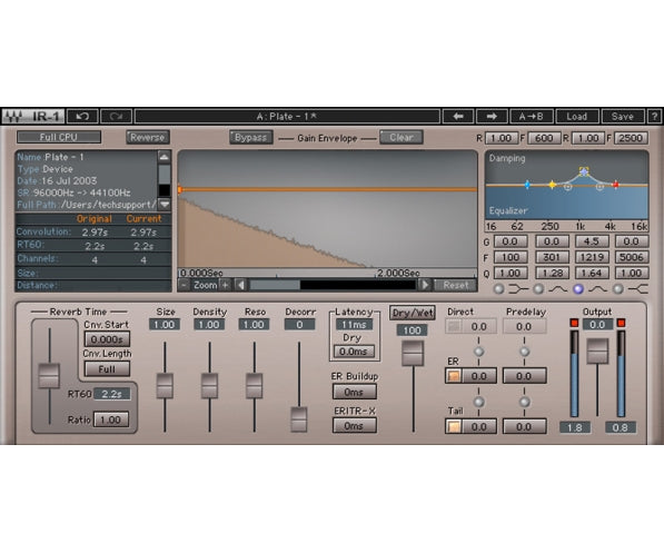 Waves IR1 Convolution Reverb