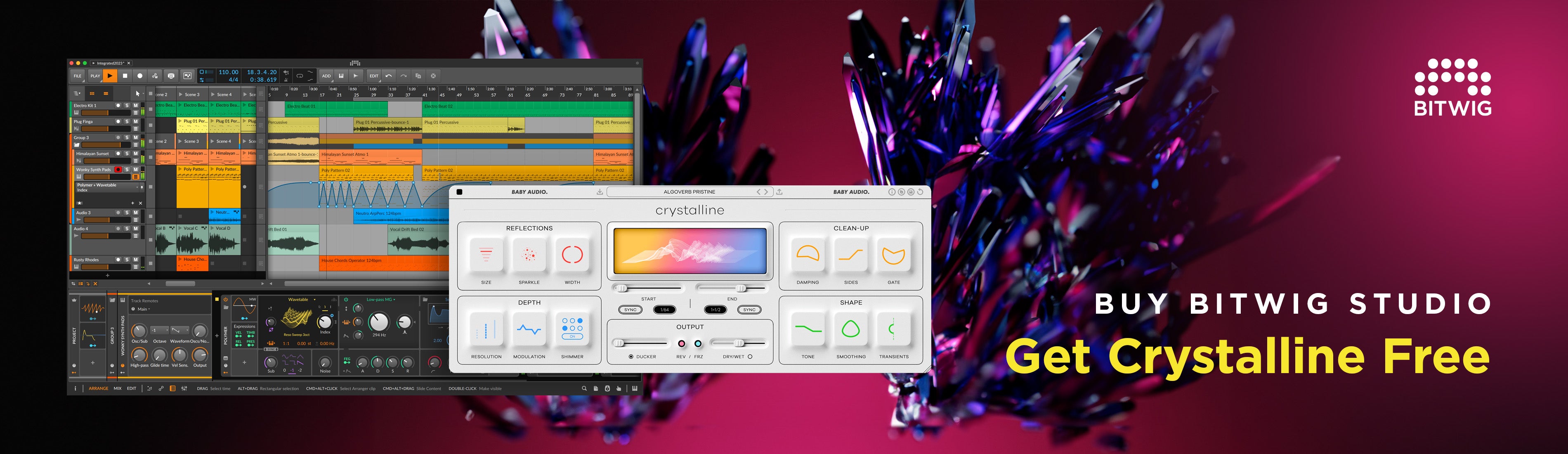 Bitwig Studio with Crystalline from Baby Audio (worth $99) for free!