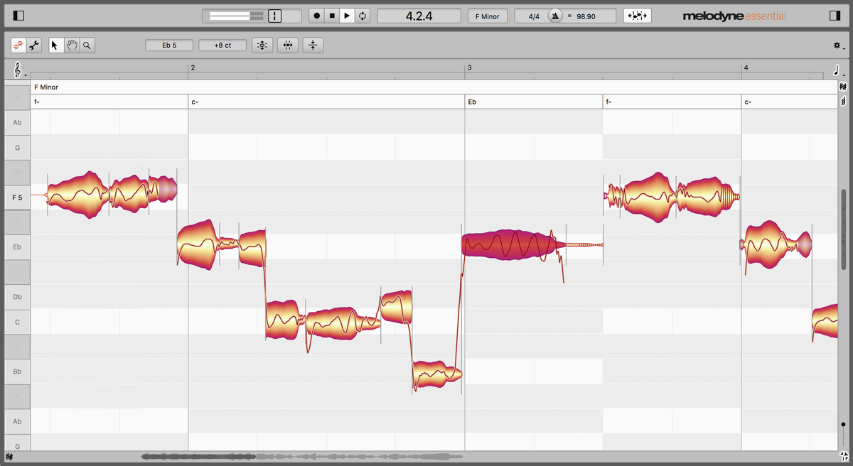 Celemony Melodyne Essential 5 interface
