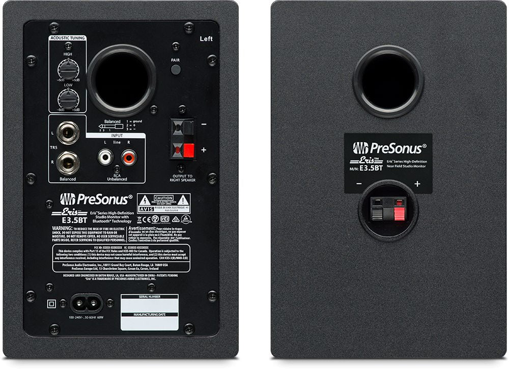 PreSonus Eris E3.5 BT 2-Way 3.5" Near Field Studio Monitor with Bluetooth technology (PAIR)
