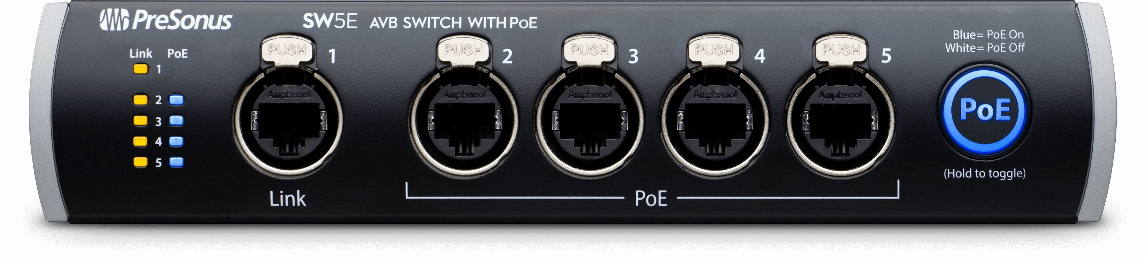 PreSonus SW5E 5-Port AVB Switch with PoE Front
