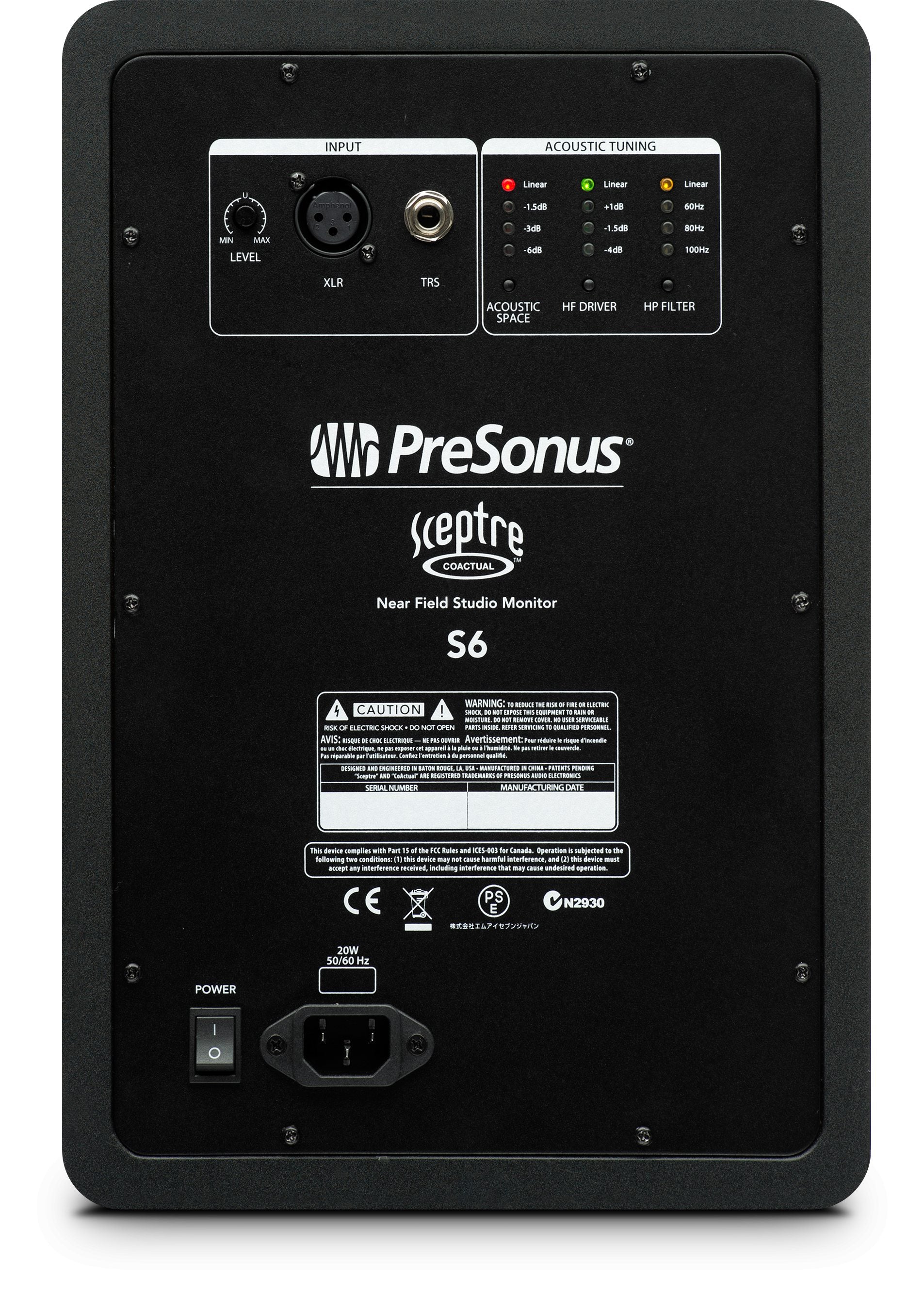 PreSonus Sceptre S6 6.5" Coaxial Near Field Studio Monitor with DSP Processing
